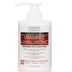 Advanced Clinicals Vitamin C + Hyaluronic Brightening Cream – 15 fl oz (444 ml)